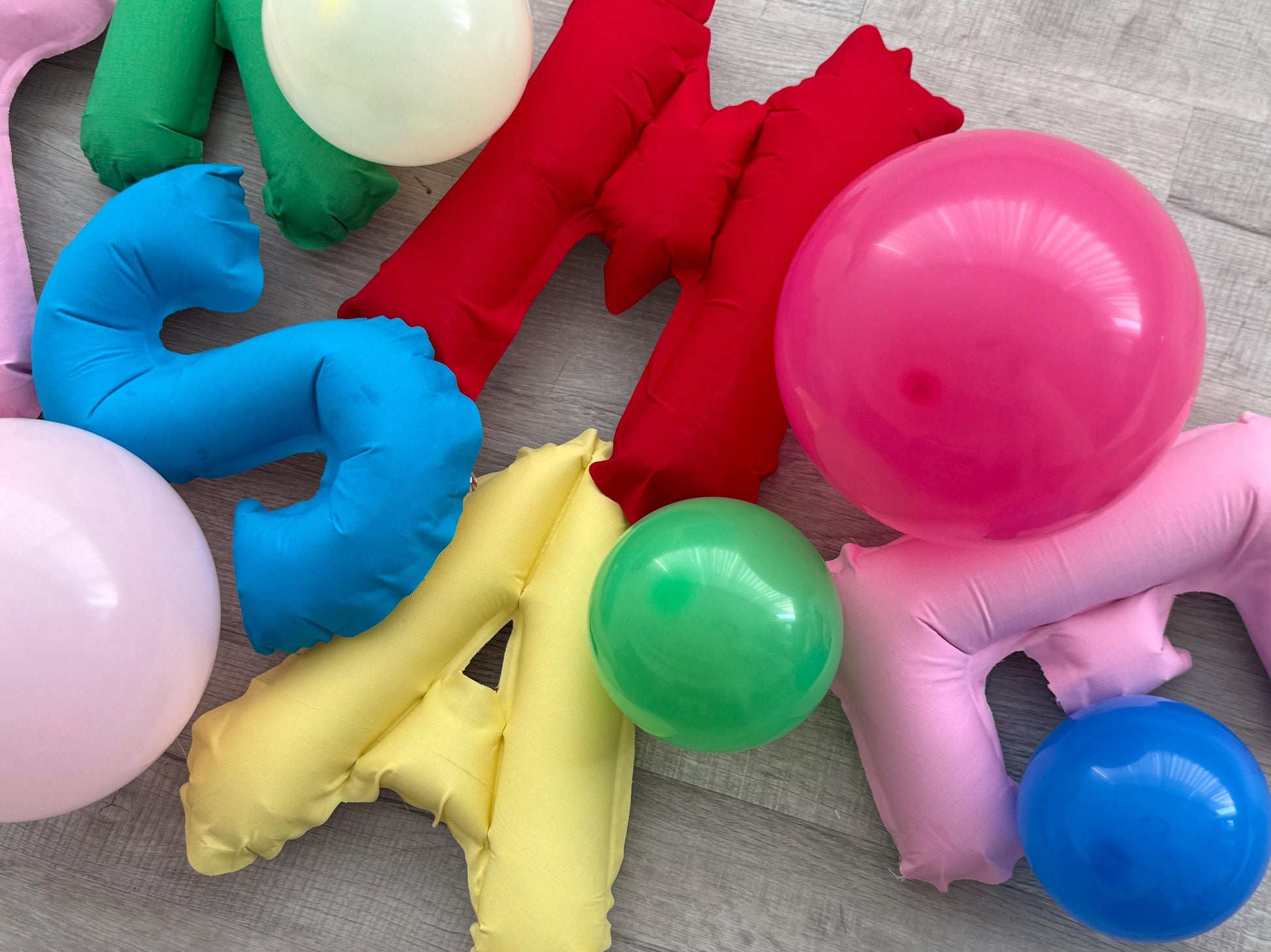 Personalized fabric balloon letter party banner for custom name and phrase displays