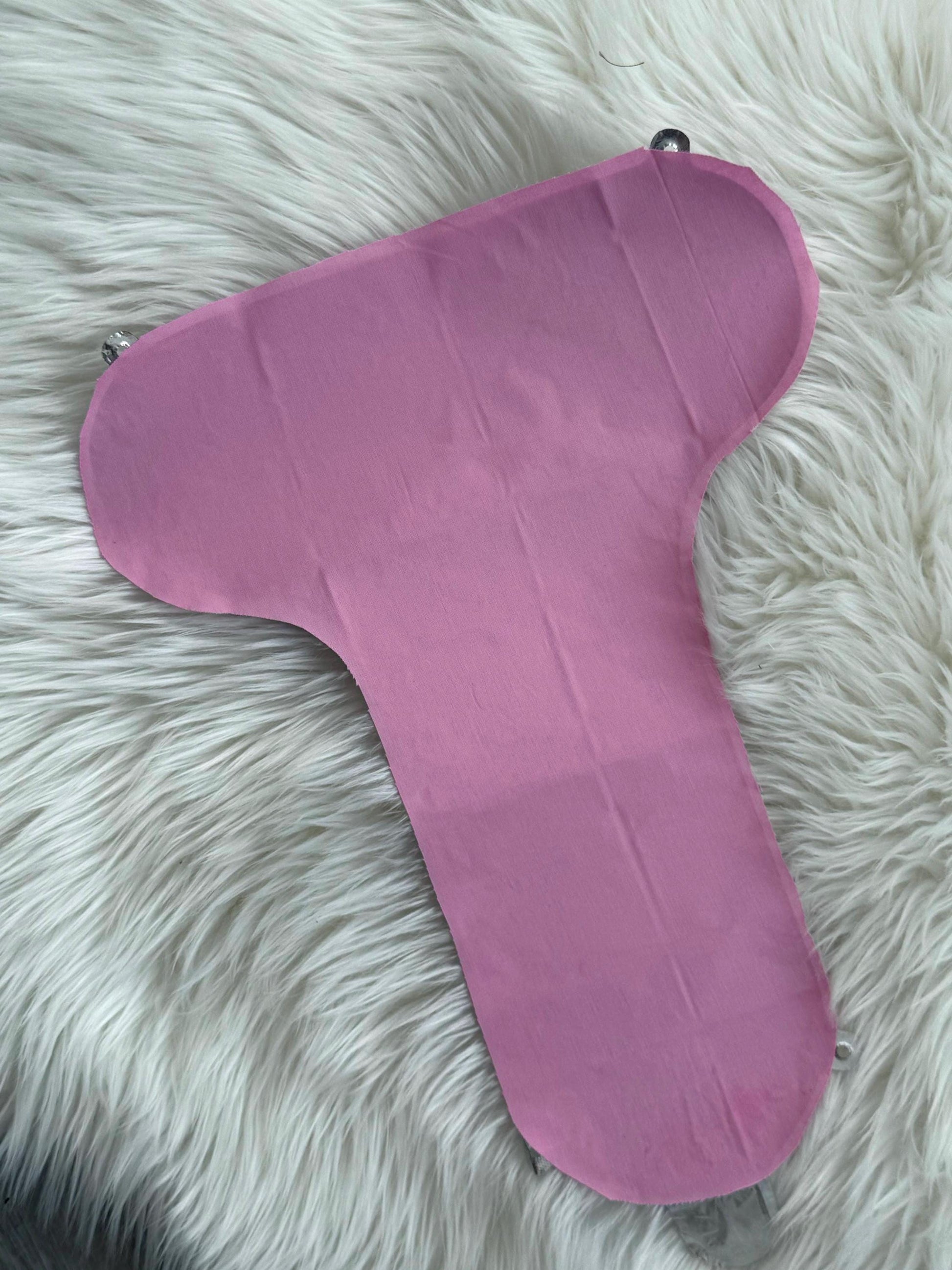 Deflated custom fabric letter balloon backside showing construction detail