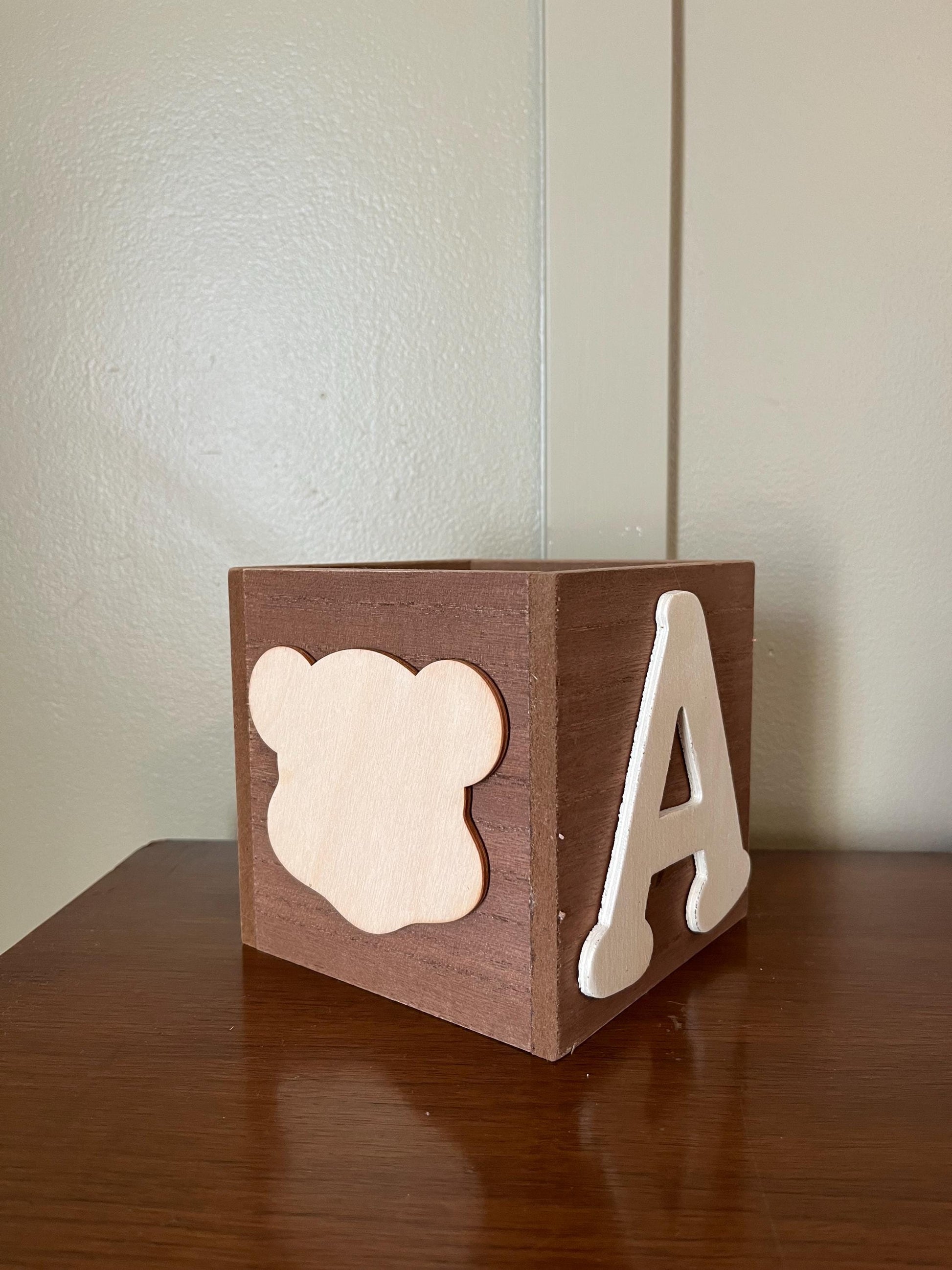 ABC wood blocks | Baby Shower Centerpiece | Birthday Party Centerpiece | 5x5 | Gift Box Nursery Decor | Storage Box Nursery Decor