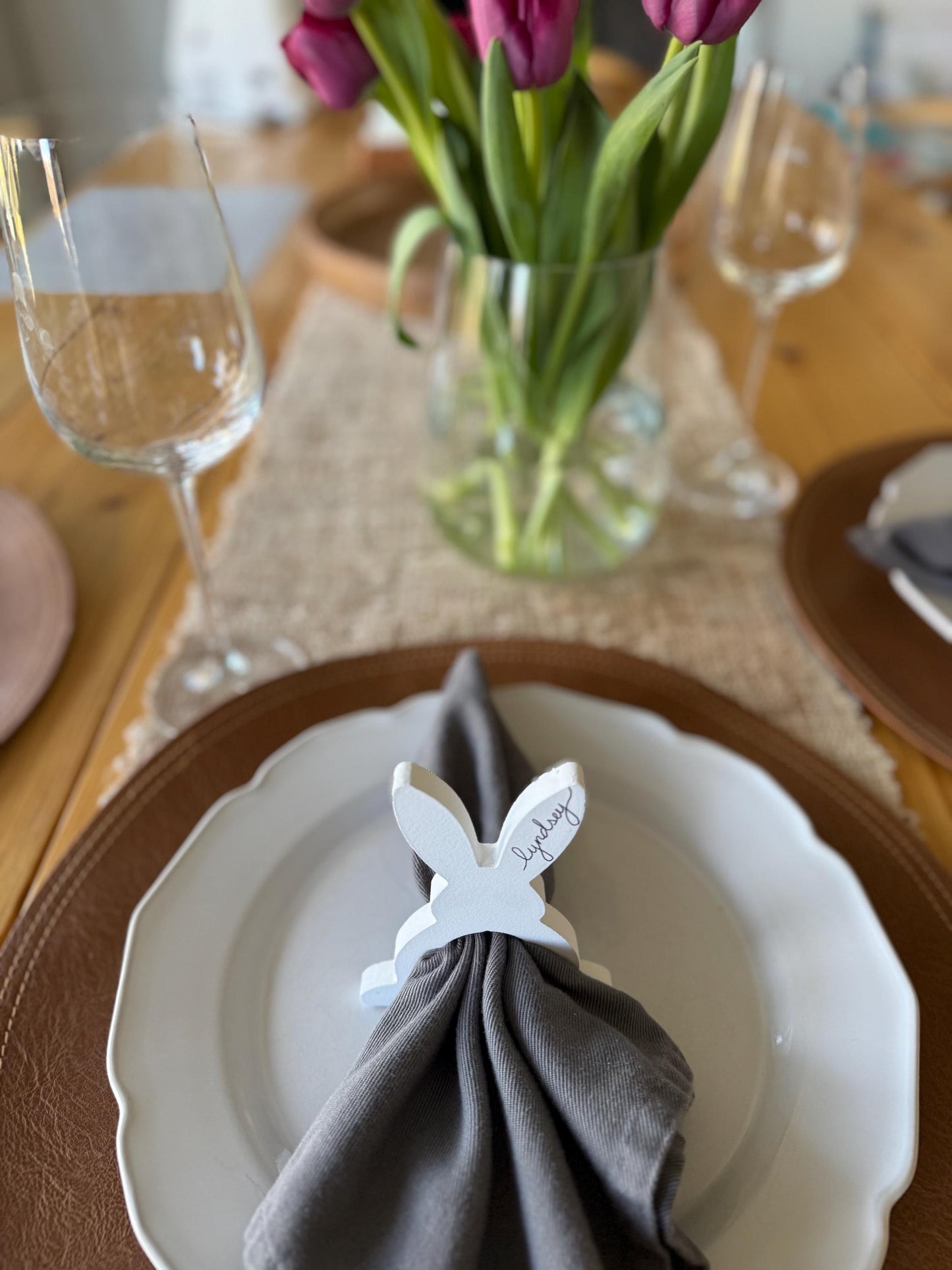 Easter Bunny Napkin Rings | Personalized Napkin Ring | Bunny Decor | Easter Place Setting | Spring Table Decor | Wood Napkin Rings