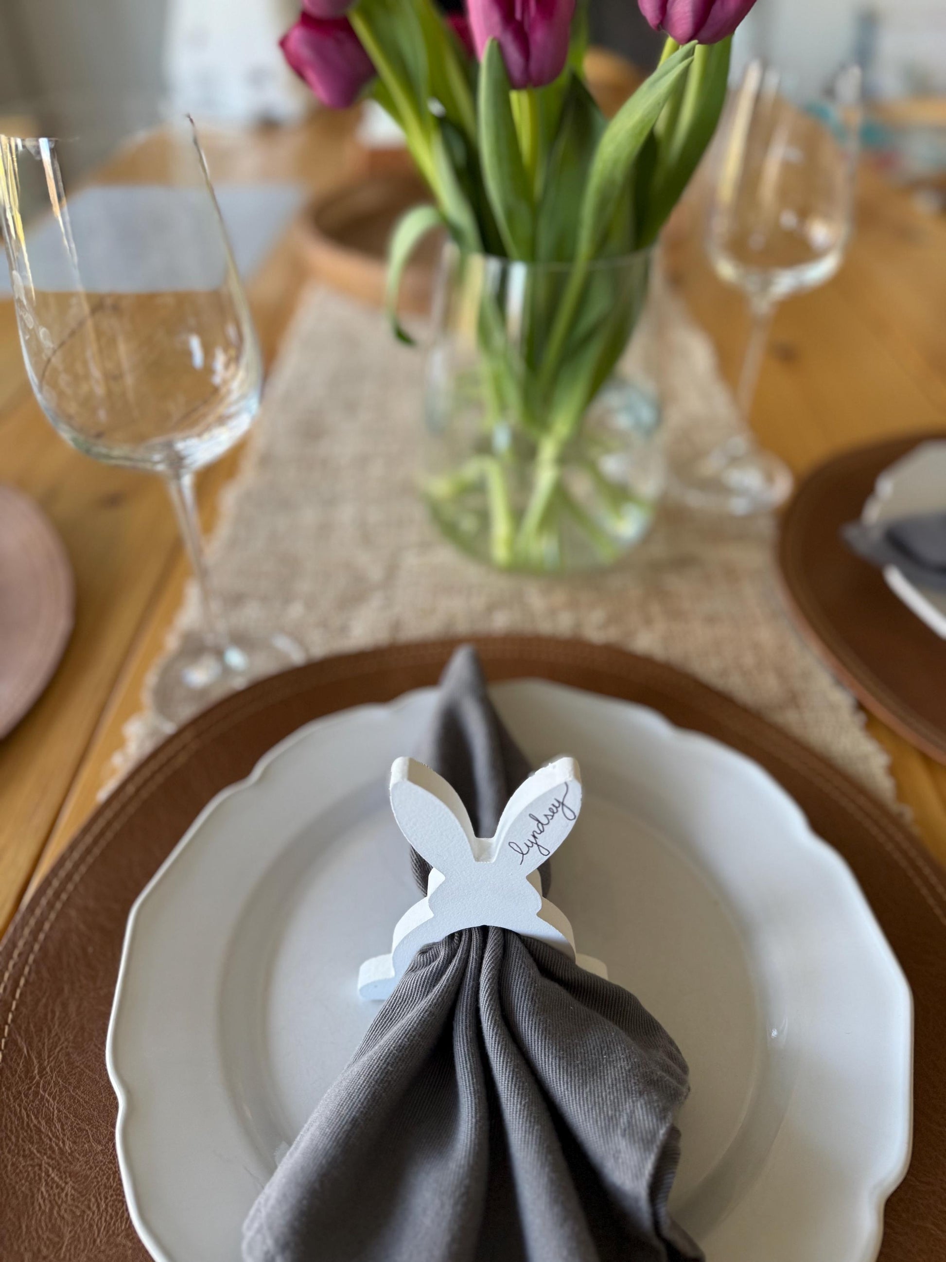 Easter Bunny Napkin Rings | Personalized Napkin Ring | Bunny Decor | Easter Place Setting | Spring Table Decor | Wood Napkin Rings