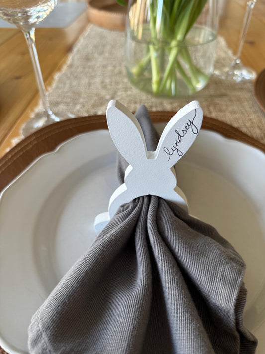 Easter Bunny Napkin Rings | Personalized Napkin Ring | Bunny Decor | Easter Place Setting | Spring Table Decor | Wood Napkin Rings