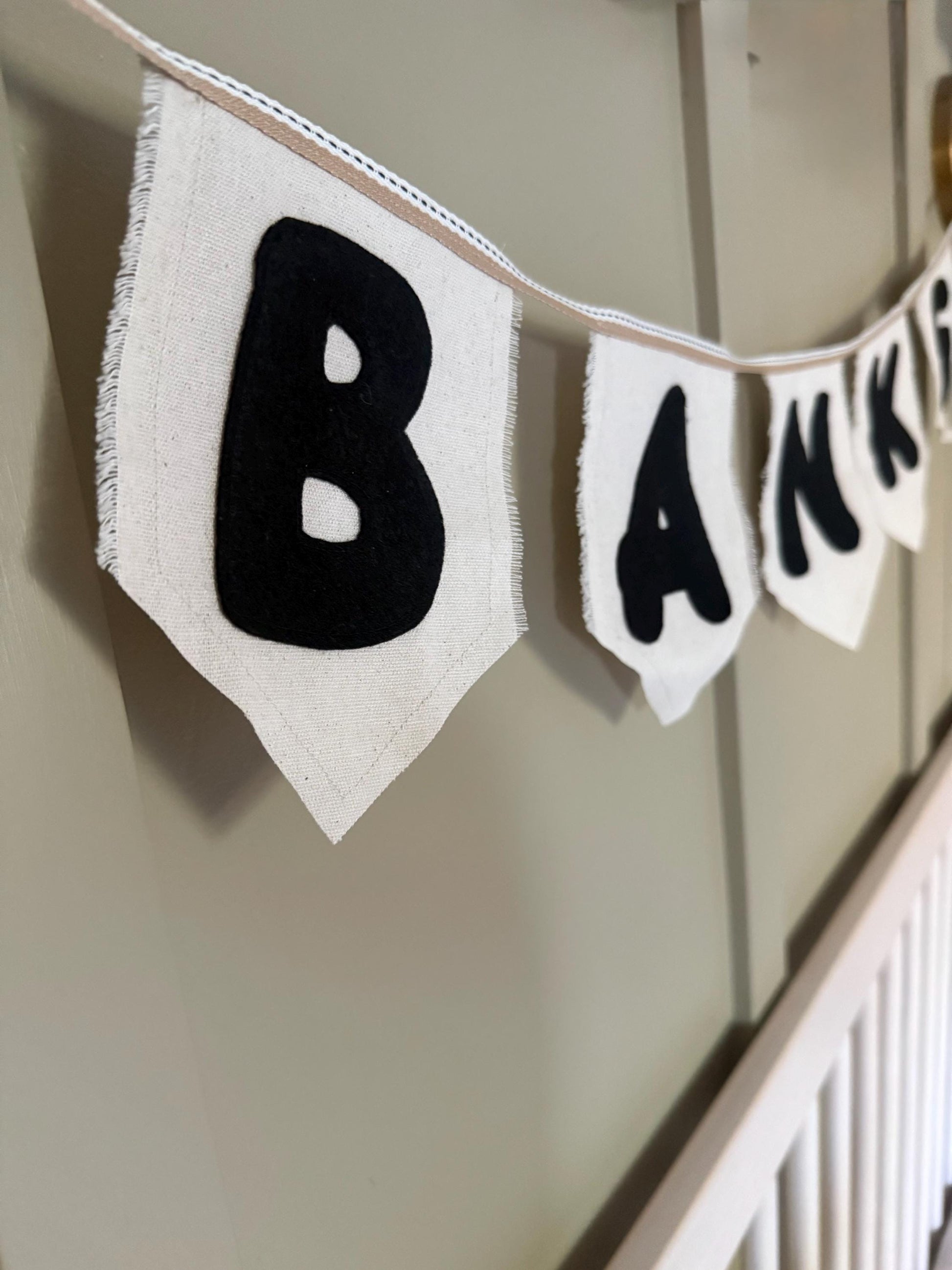 Name Banner | Bunting Banner Garland | Felt Name Flags | Neutral Nursery Decor | New Baby Gift | Photo Prop | First Birthday