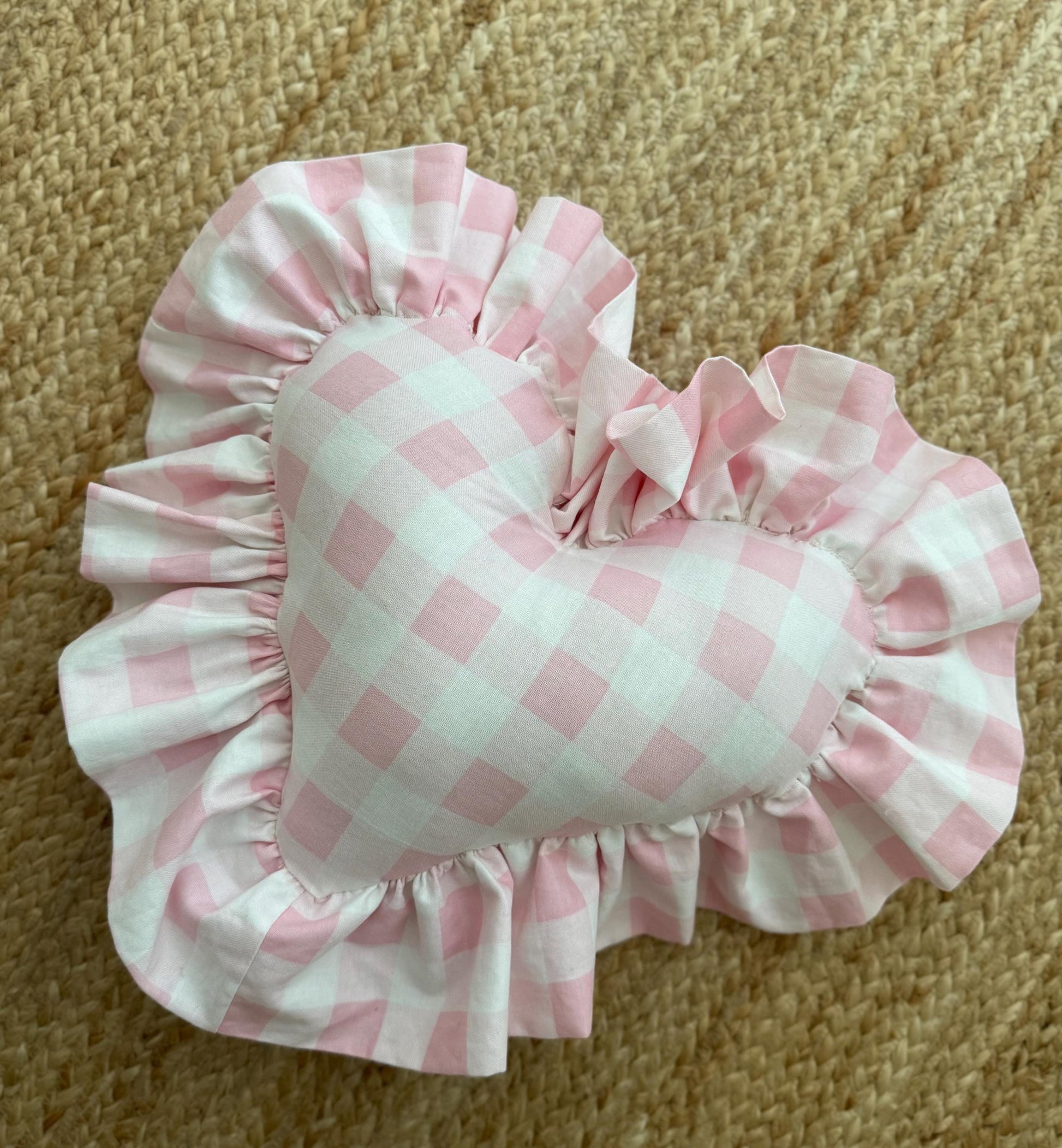 Pink Gingham Heart Pillow | Personalized Embroidered Throw Pillow | Heart Throw Pillow | Gingham Name Heart Pillow | Girl Throw Pillow