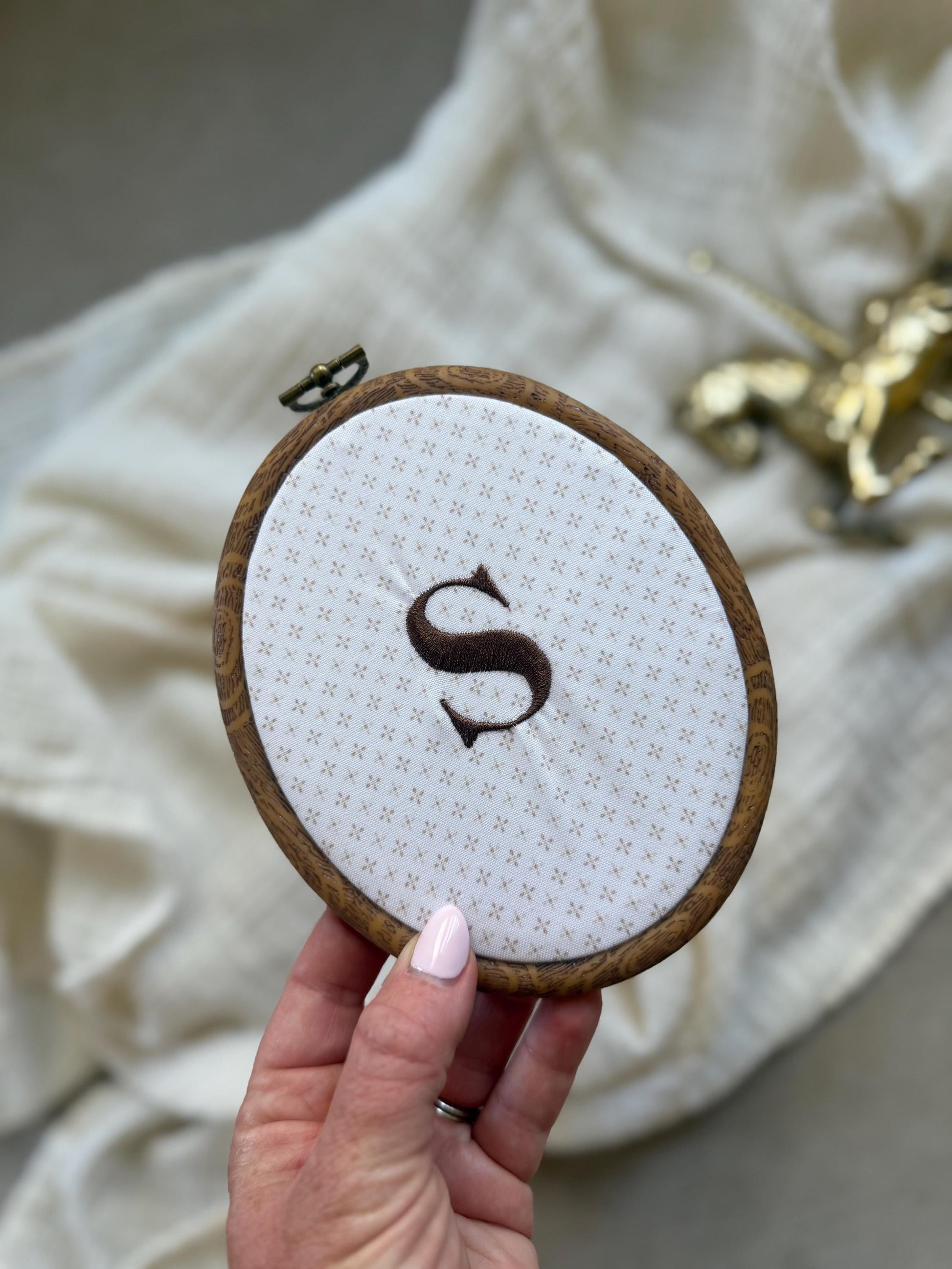 Custom Name Embroidery Hoop to match month milestone| Neutral Nursery Decor | Custom Baby Announcement | Baby Shower Gift | Monogrammed Gift