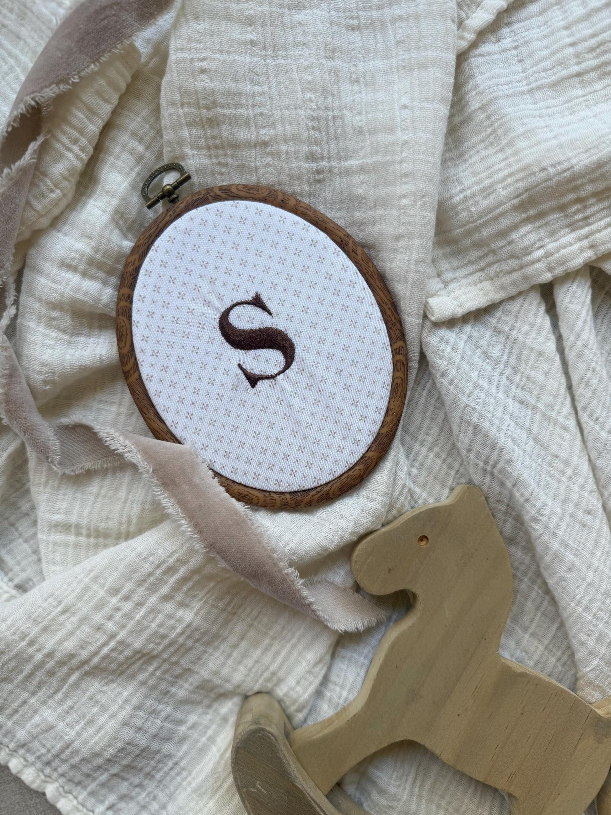 Custom Name Embroidery Hoop to match month milestone| Neutral Nursery Decor | Custom Baby Announcement | Baby Shower Gift | Monogrammed Gift