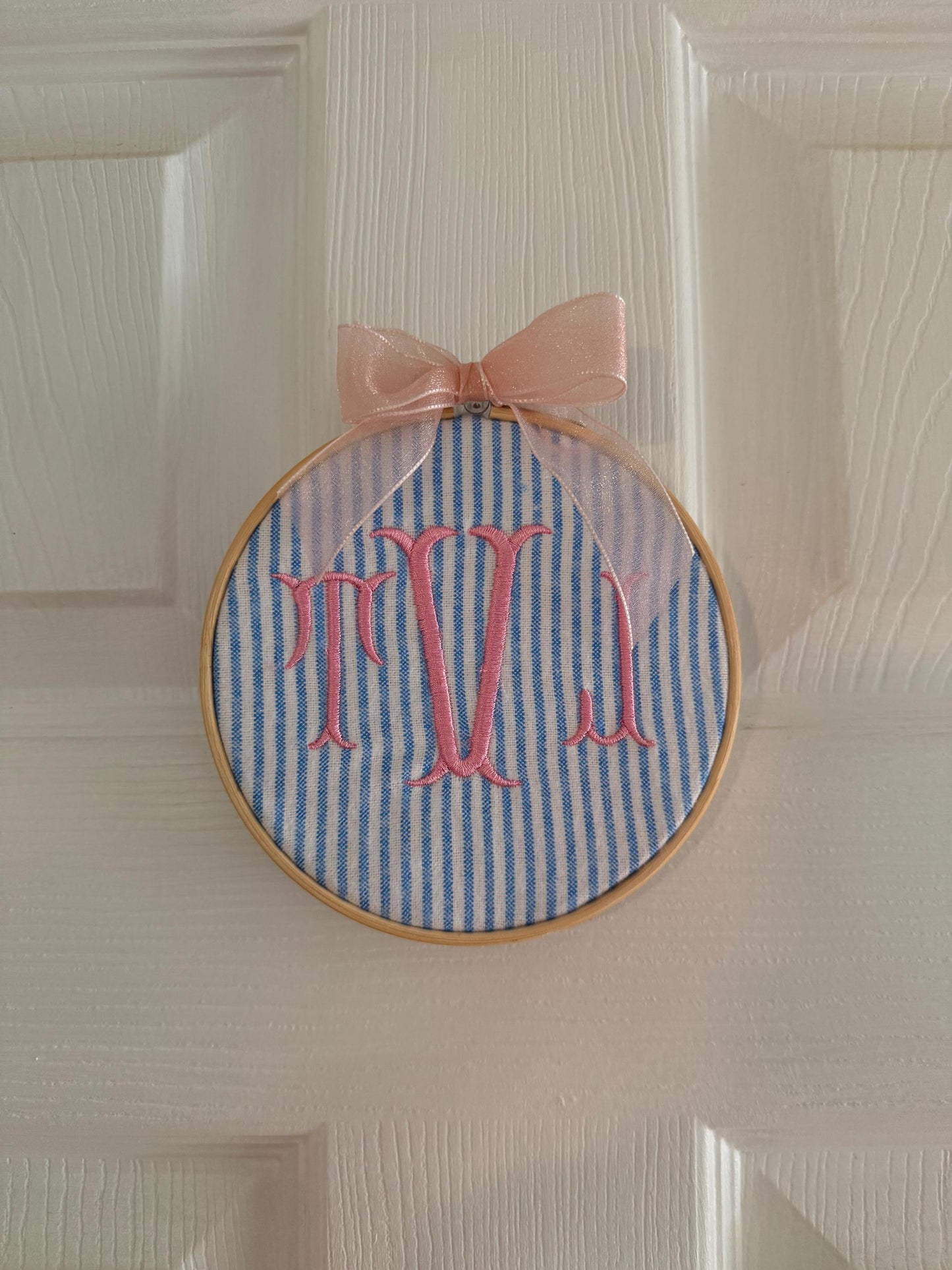 Monogramed Embroidery Hoop | Preppy Baby Personalized Name Sign | Handmade Baby Gift | Baby Announcement Sign | Preppy Nursery Decor | 5.5"