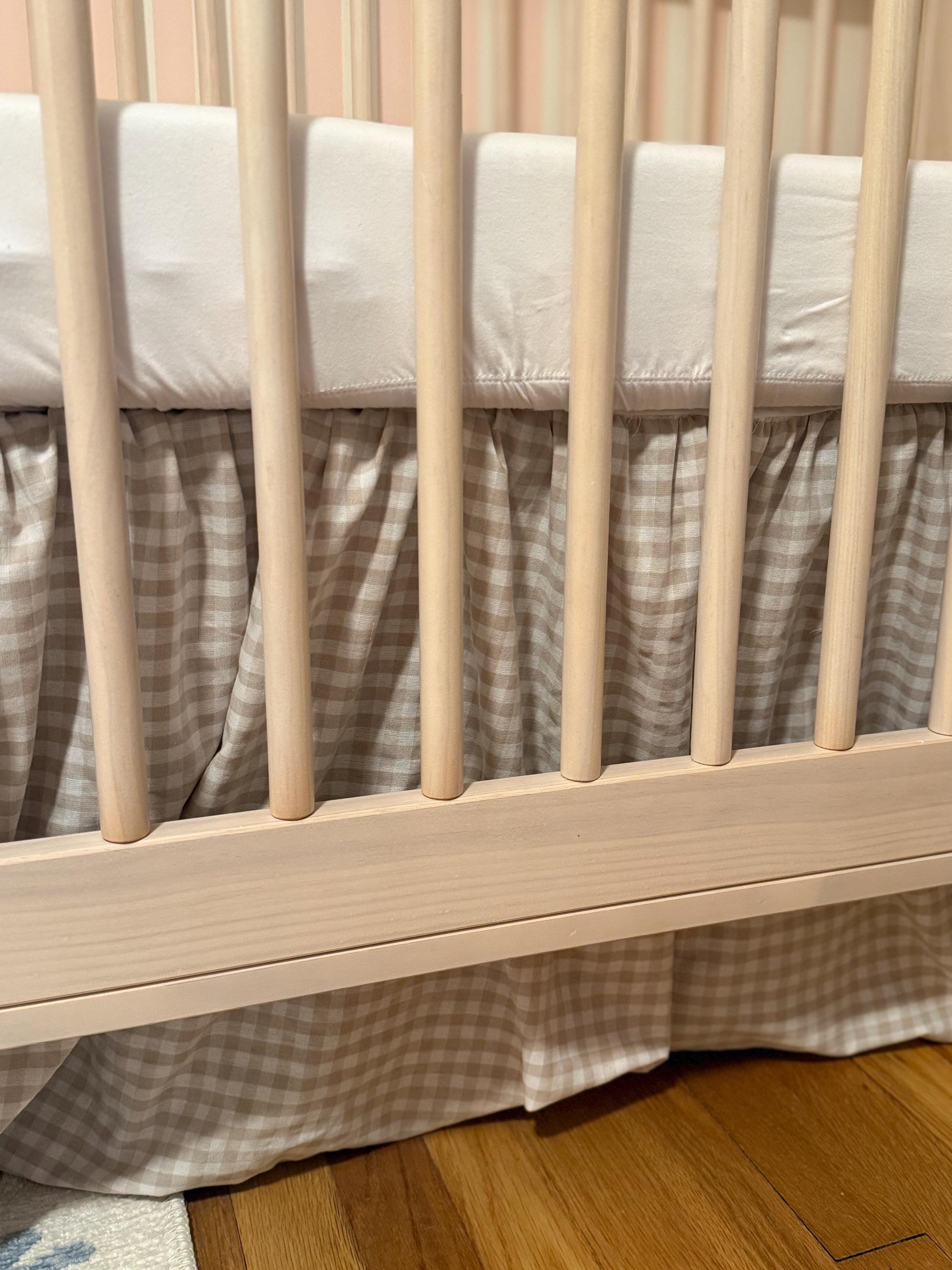 Crib Skirt | Custom matching crib skirt | Ruffled gingham crib skirt to match pillow