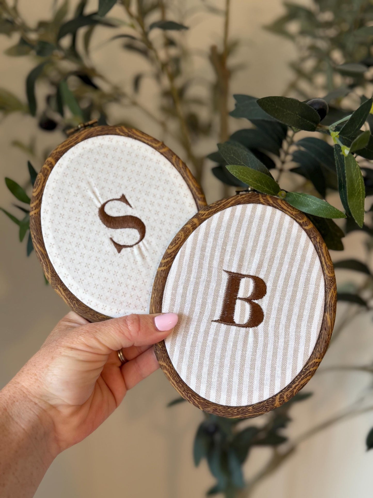 Custom Name Embroidery Hoop to match month milestone| Neutral Nursery Decor | Custom Baby Announcement | Baby Shower Gift | Monogrammed Gift