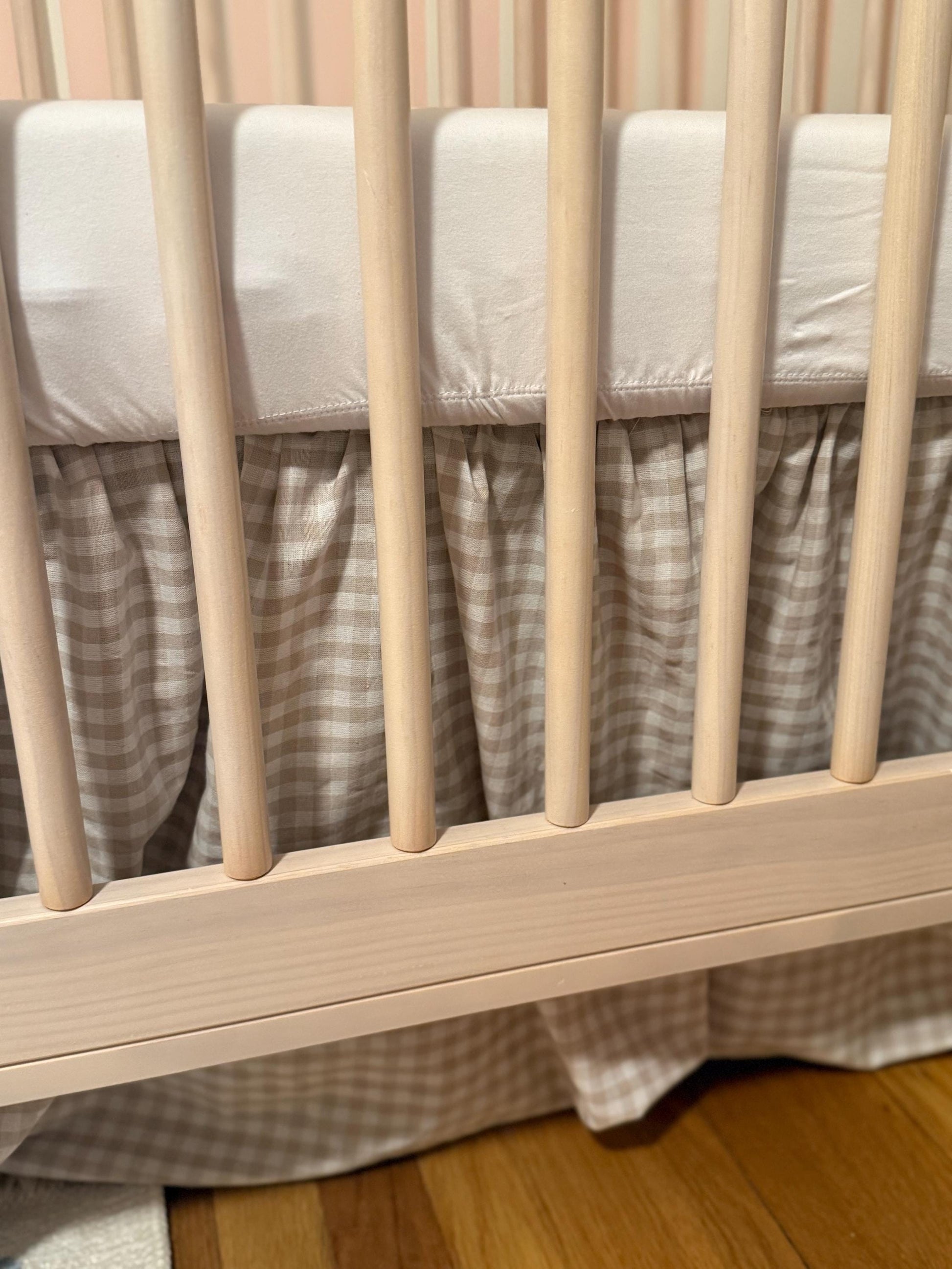 Crib Skirt | Custom matching crib skirt | Ruffled gingham crib skirt to match pillow