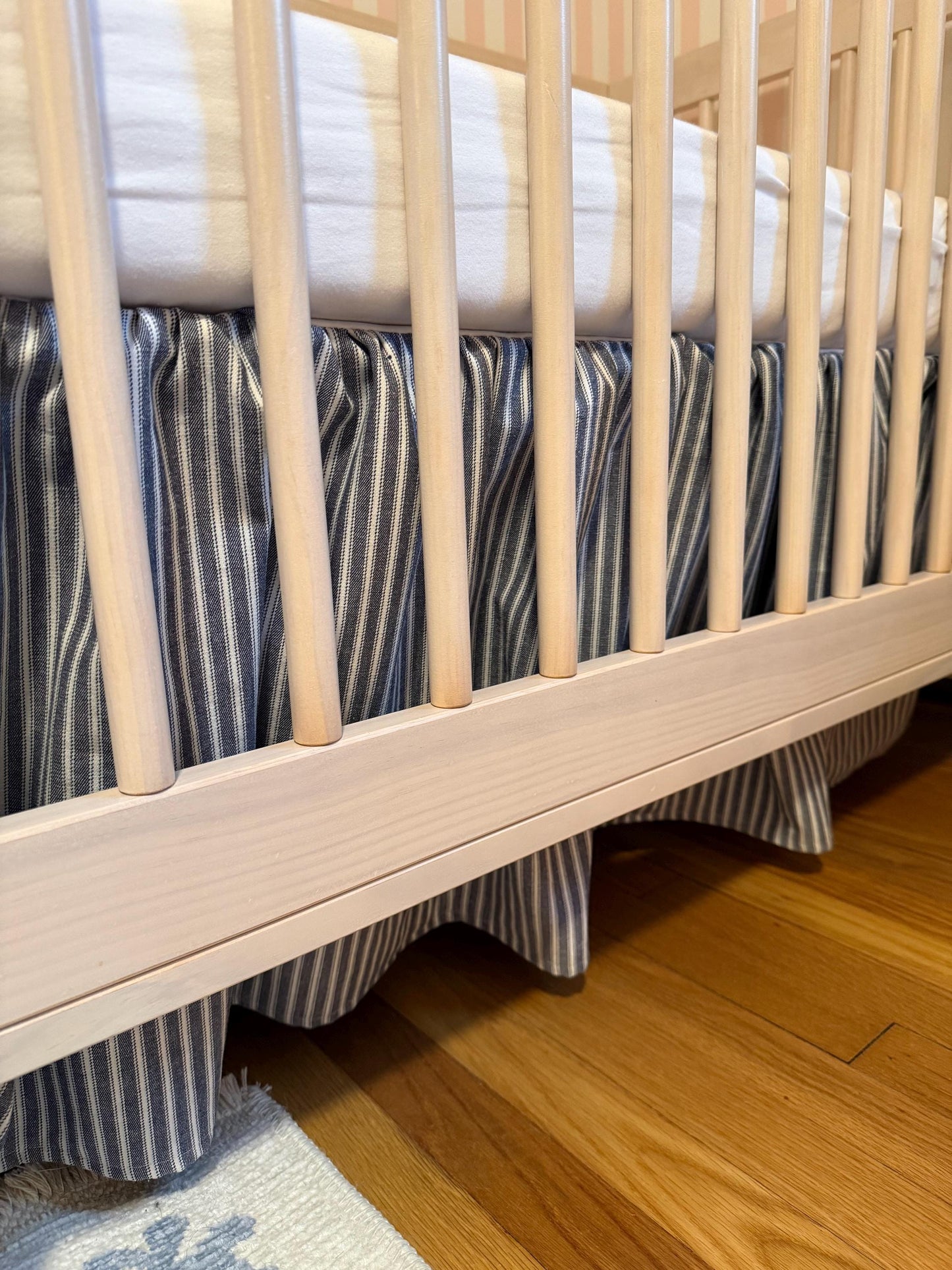 Custom Crib Skirt | Ruffled striped crib skirt