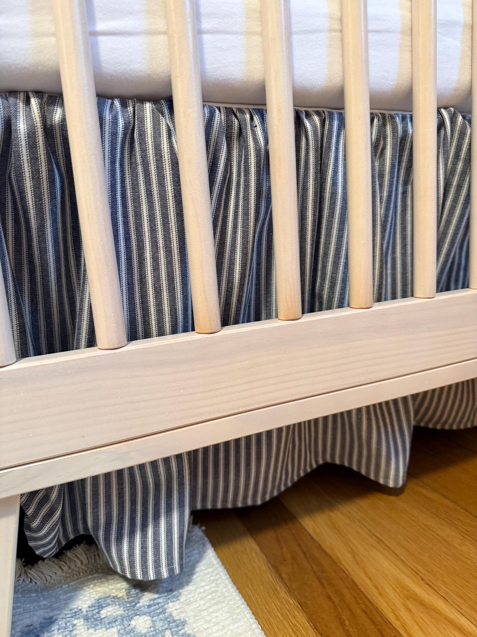 Custom Crib Skirt | Ruffled striped crib skirt