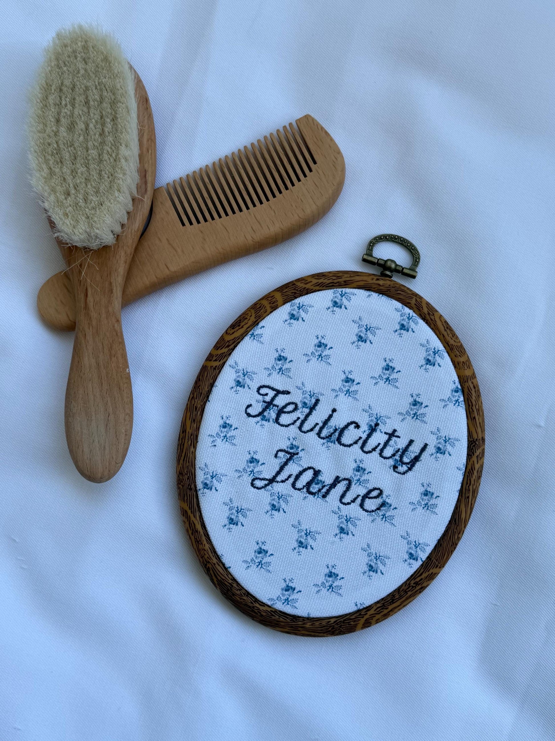 Embroidered Baby Name Sign | Baby Announcement Sign | Blue Baby Decor | Newborn Photo Props | Pregnancy Announcement | Custom Name Sign