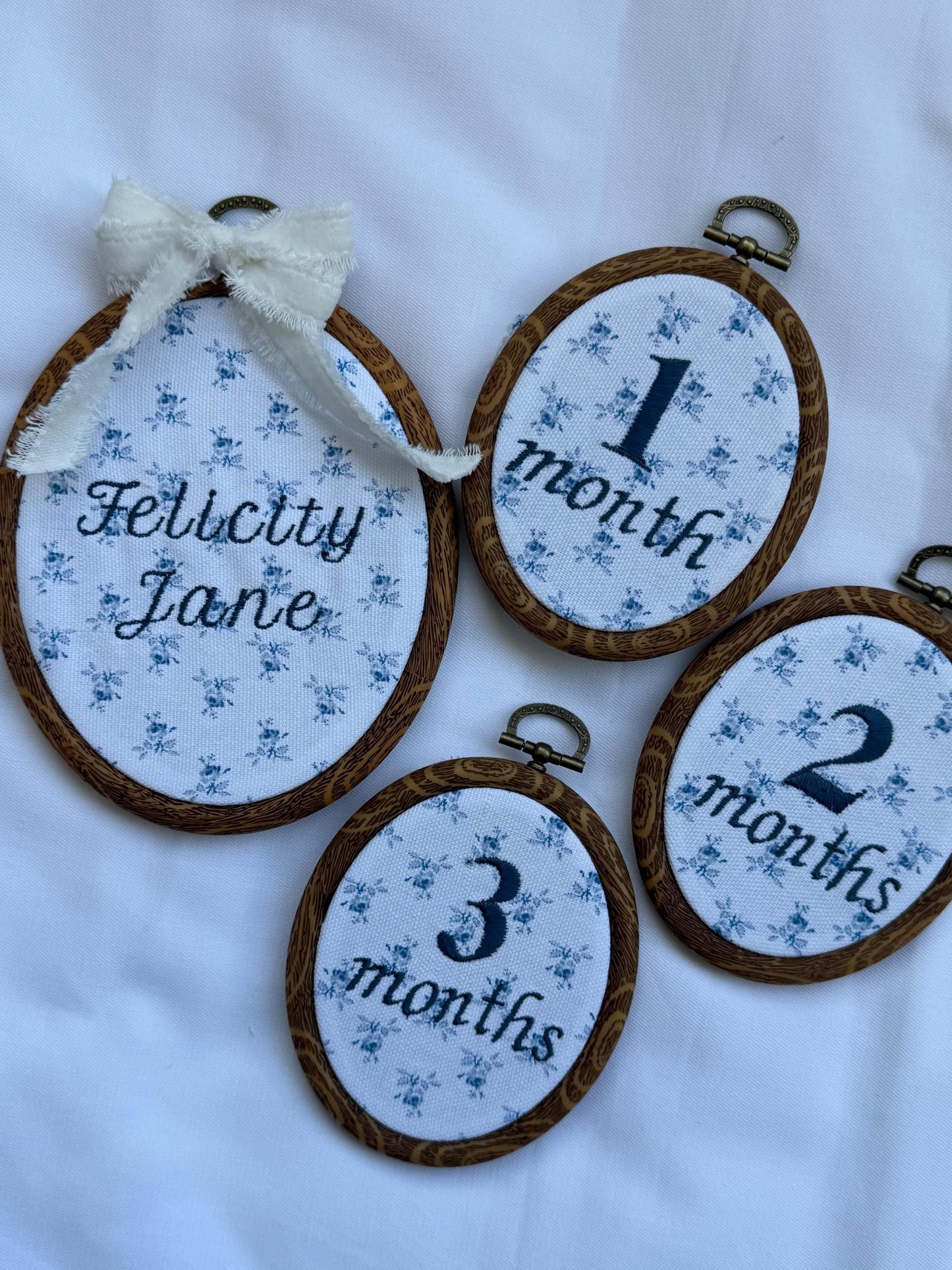 Embroidered Baby Name Sign | Baby Announcement Sign | Blue Baby Decor | Newborn Photo Props | Pregnancy Announcement | Custom Name Sign
