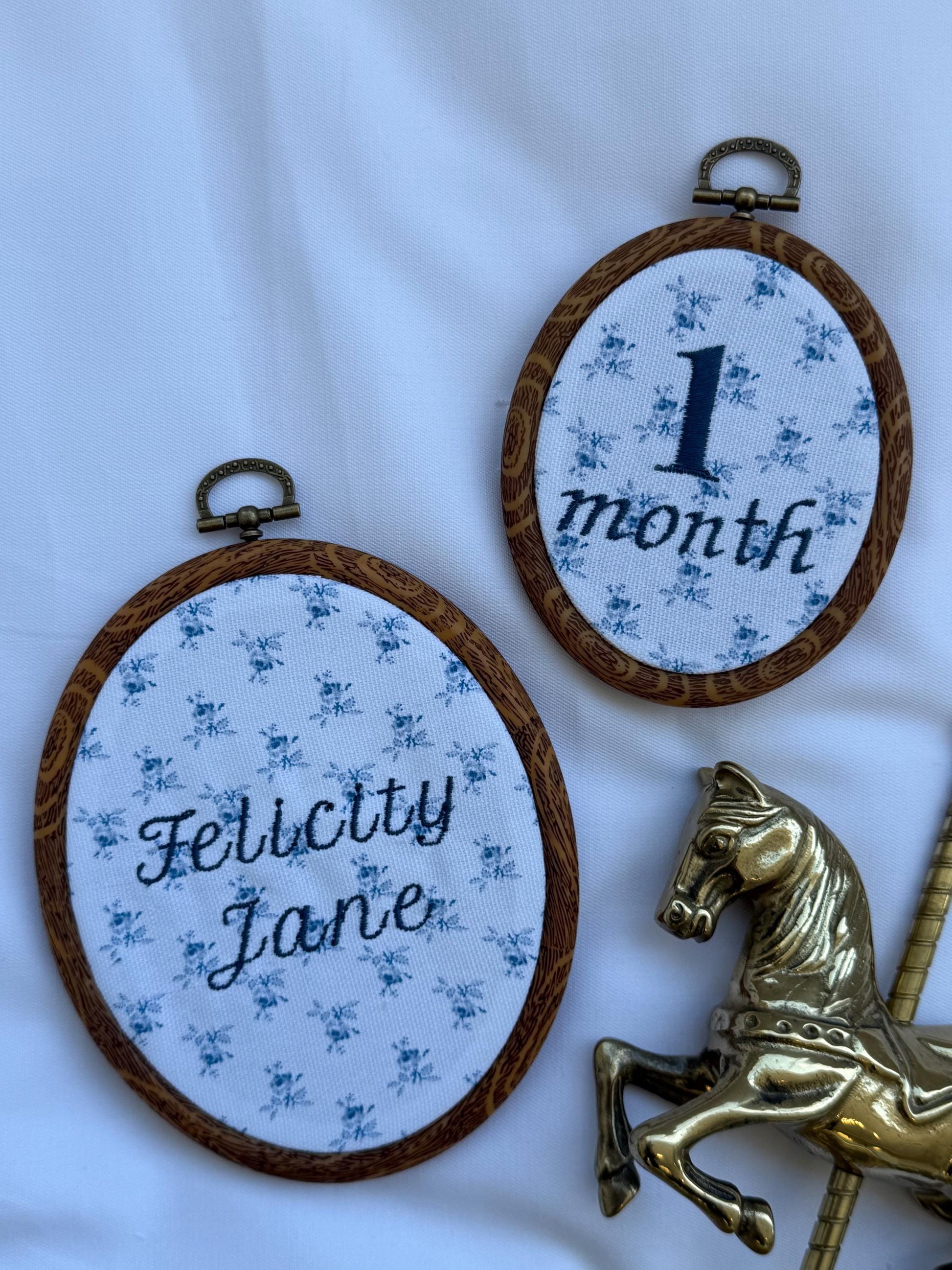 Embroidered Baby Name Sign | Baby Announcement Sign | Blue Baby Decor | Newborn Photo Props | Pregnancy Announcement | Custom Name Sign