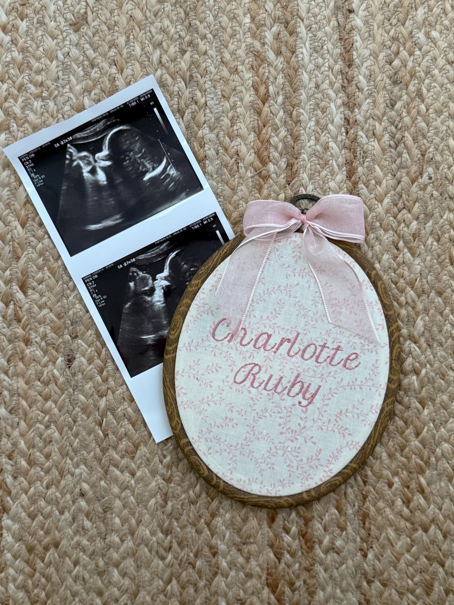 First Year Milestone Hoops | Pink Embroidered Baby Milestone Hoops | Vintage Baby | Girl Monthly Photo Props | Baby Milestone