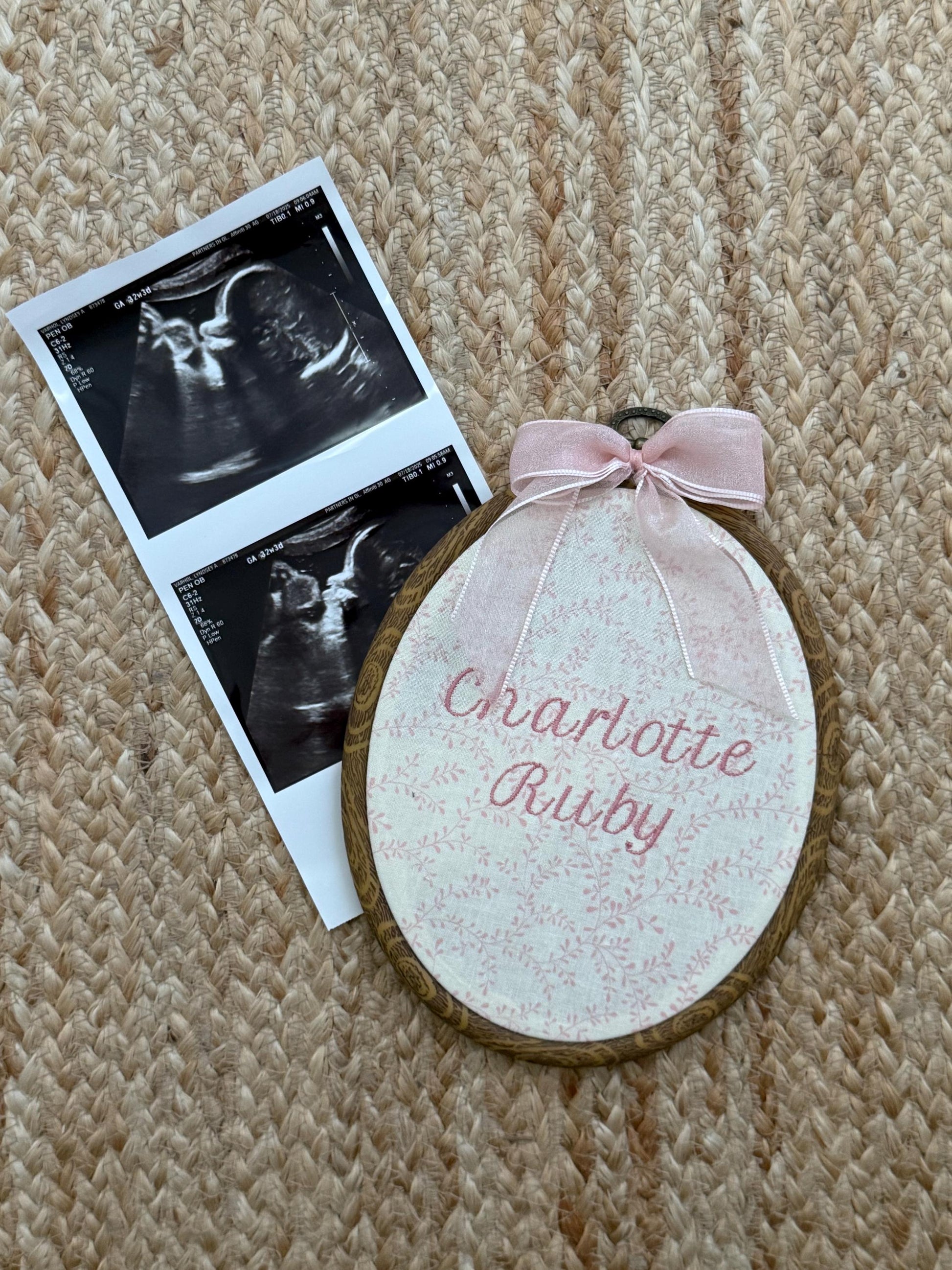 First Year Milestone Hoops | Pink Embroidered Baby Milestone Hoops | Vintage Baby | Girl Monthly Photo Props | Baby Milestone