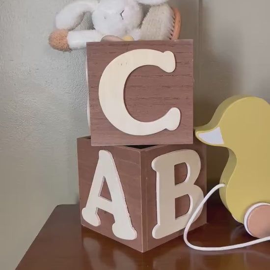 ABC wood blocks | Baby Shower Centerpiece | Birthday Party Centerpiece | 5x5 | Gift Box Nursery Decor | Storage Box Nursery Decor