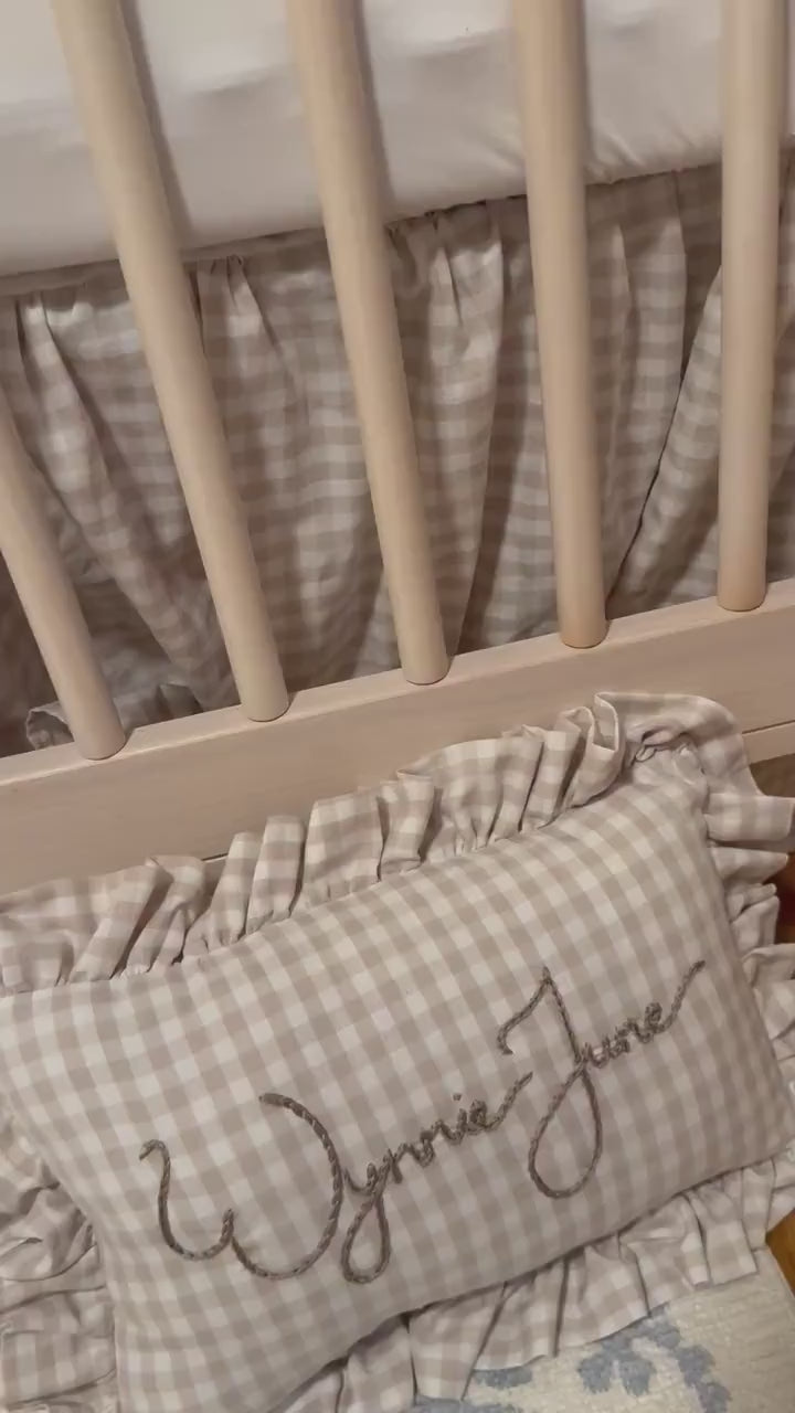 Custom Crib Skirt | Ruffled striped crib skirt