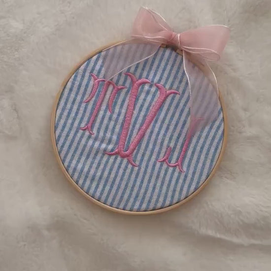 Monogramed Embroidery Hoop | Preppy Baby Personalized Name Sign | Handmade Baby Gift | Baby Announcement Sign | Preppy Nursery Decor | 5.5"